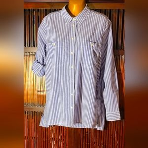 Gap Boyfriend shirt blue and white stripe sz L